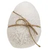 Homegifo Stuffed White Chenille Egg W/jute Bow
