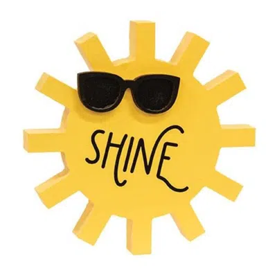 Homegifo Sun "shine" Wooden Sitter W/sunglasses In Yellow
