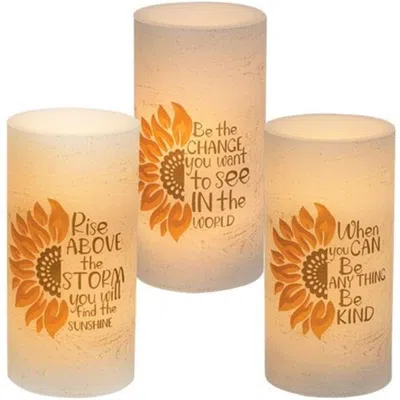 Homegifo Sunflower Led Pillar 3"x6" 3 Asstd. In Orange