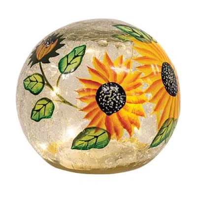 Homegifo Sunflowers Crackled Glass Led Light Orb In Multi