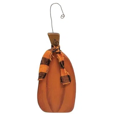Homegifo Tall Pumpkin Ornament W/ribbon In Orange