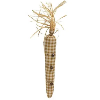 Homegifo Tan & Cream Buffalo Check Fabric Carrot W/rusty Bells In Neutral