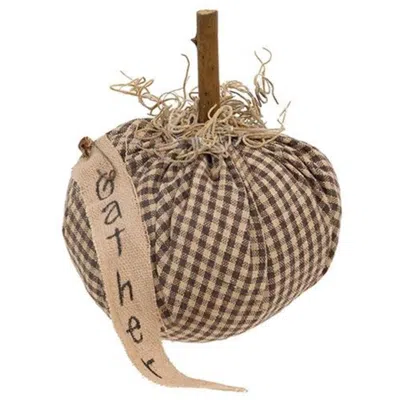 Homegifo Tan & Cream Stuffed "gather" Mini Pumpkin In Brown