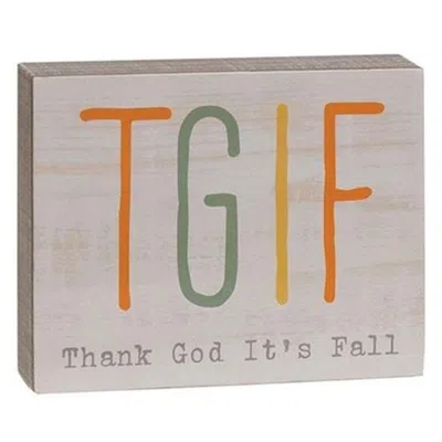Homegifo *thank God It's Fall Wood Block In White