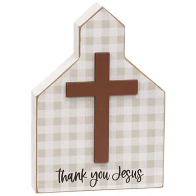 Homegifo Thank You Jesus Church Block Sitter In Neutral
