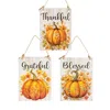 Homegifo Thankful Grateful Blessed Floral Pumpkin Rectangle Ornament 3 Asstd.