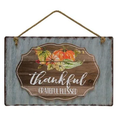 Homegifo *thankful Grateful Blessed Sign In Blue