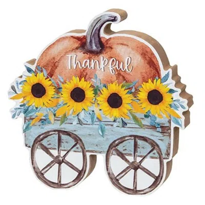 Homegifo *thankful Pumpkin & Sunflower Wagon Chunky Sitter In Multi