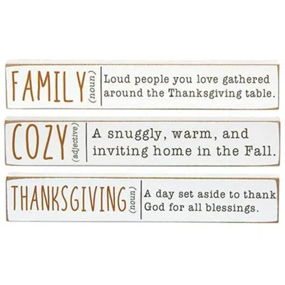 Homegifo Thanksgiving Mini Stick 3 Asstd. In White