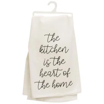 Homegifo *the Kitchen Is The Heart Of The Home Dish Towel In White
