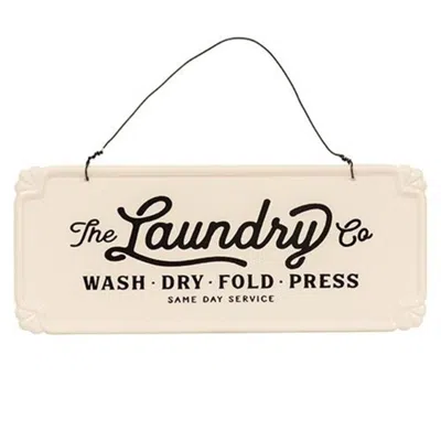 Homegifo *the Laundry Co. Vintage Hanging Sign In Neutral