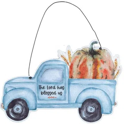 Homegifo *the Lord Has Blessed Us Pumpkin Truck Hanger In Blue