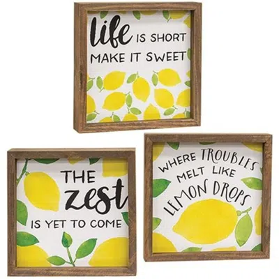 Homegifo *the Zest Is Yet To Come Framed Box Sign 3 Asstd. In Yellow
