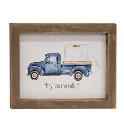 Homegifo *they See Me Rollin Pickup Truck Framed Sign In Brown
