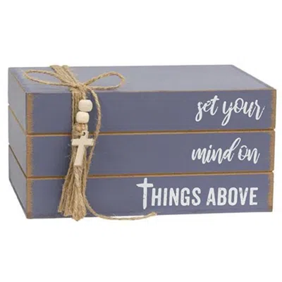 Homegifo *things Above Wooden Book Stack In Gray