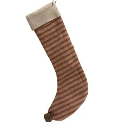 Homegifo Ticking Stripe Stocking Ornament 9 Inch In Brown