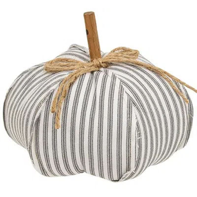 Homegifo Ticking Stripe Stuffed Pumpkin 8" In Gray