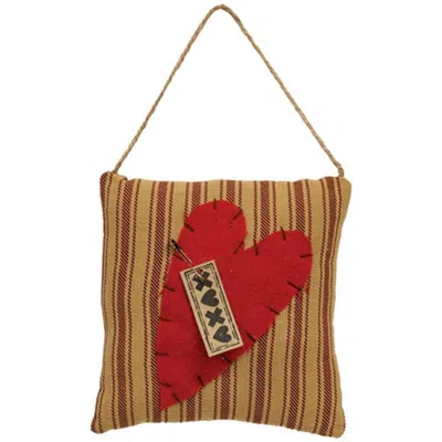 Homegifo Ticking Striped Xoxo Heart Pillow Ornament In Neutral