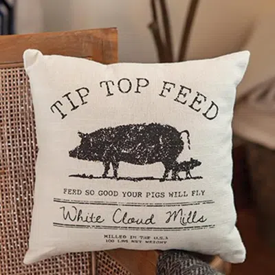 Homegifo *tip Top Feed Farmhouse Pillow In White