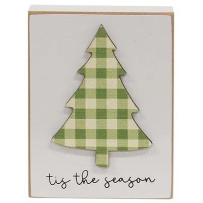 Homegifo Tis The Season Plaid Tree Block In Green