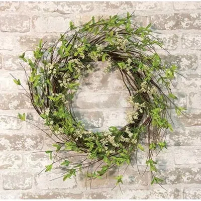 Homegifo Twig Leaf & Sprite Wreath 24" In Green