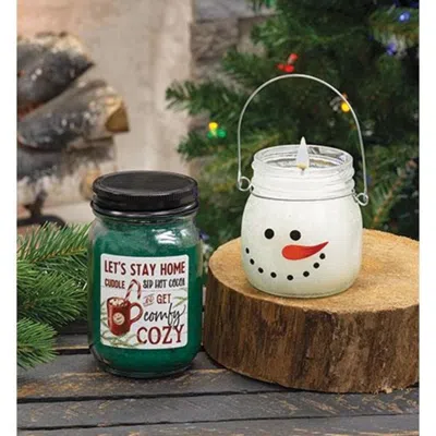 Homegifo Twisted Peppermint Snowman Head Candle 6oz In White