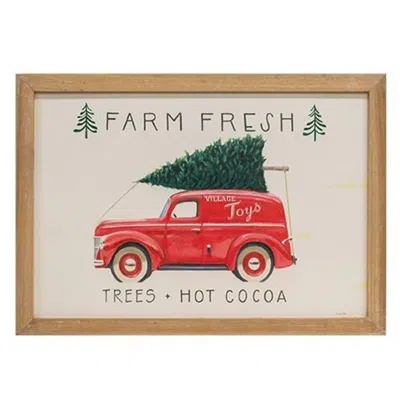 Homegifo *village Toys Farm Fresh Christmas Trees Wood Sign In Brown
