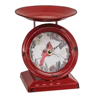 Homegifo Vintage Christmas Cardinal Old Town Scale Clock In Red