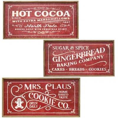 Homegifo Vintage Distressed Engraved Bakery Sign 3 Asstd. In Red