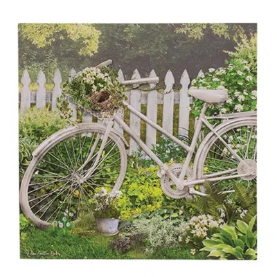 Homegifo Vintage Garden Bicycle Canvas Print In White