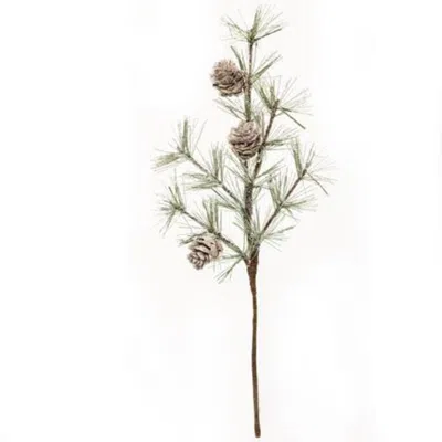 Homegifo Vintage Glitter Birchcone Pine Pick 13" In Neutral