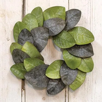 Homegifo *vintage Glitter Magnolia Leaves Wreath 16" In Multi