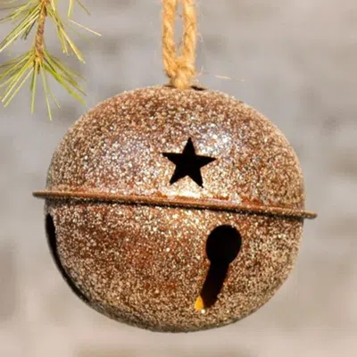 Homegifo Vintage Glitter Rusty Bell Ornament 3.5" In Brown