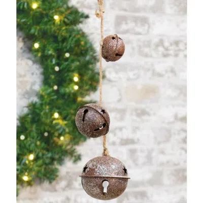 Homegifo Vintage Glitter Rusty Bells Trio String In Brown