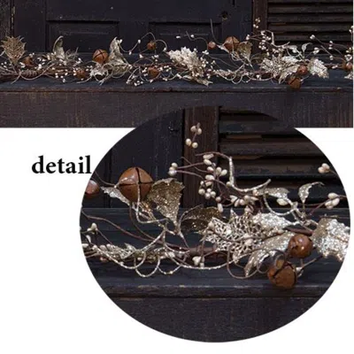 Homegifo Vintage Holly & Bells Garland 4 Ft. In Multi