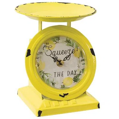 Homegifo Vintage Squeeze The Day Lemon Old Town Scale Clock In Yellow