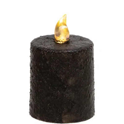 Homegifo Warm Glow Textured Black Flicker Flame Timer Pillar 2.5"