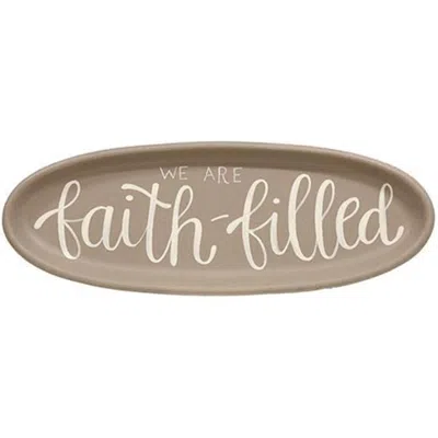 Homegifo *we Are Faith-filled Oval Tray In Neutral
