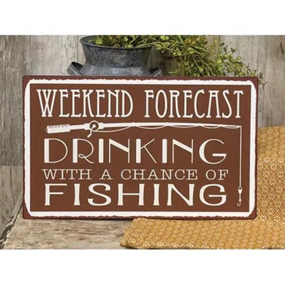 Homegifo Weekend Forecast Drinking Metal Sign In Brown