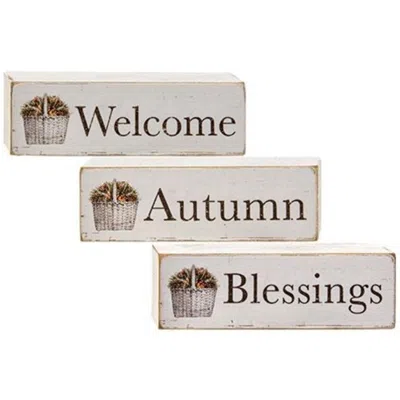Homegifo *welcome Autumn Blessing Block 3 Asstd. In White