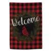 Homegifo Welcome Cardinal Buffalo Check Garden Flag