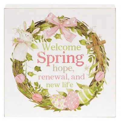 Homegifo *welcome Spring Easter Wreath Box Sign In Blue