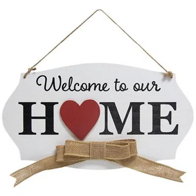Homegifo Welcome To Our Home Hanging Wood Sign W/6 Magnets In White