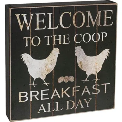 Homegifo Welcome To The Coop Breakfast All Day Box Sign In Black