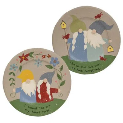 Homegifo *when We Have Each Other Gnome Plate 2 Asstd. In Multi