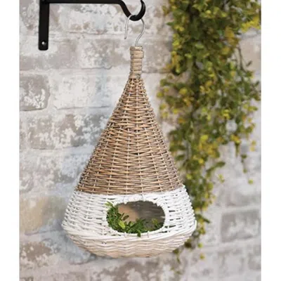 Homegifo *white Dipped Willow Bird House 16" In Neutral