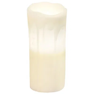 Homegifo White Drip Pillar Candle 3" X 7" In Brown