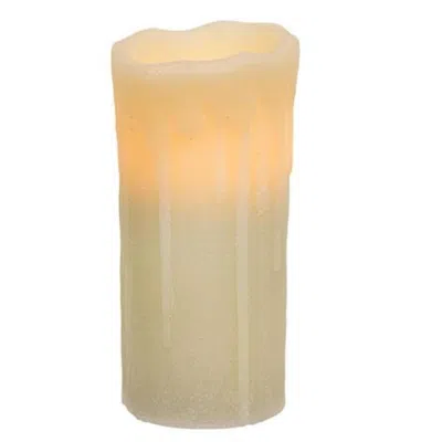 Homegifo White Dripped Pillar Candle 7 Inch In Blue