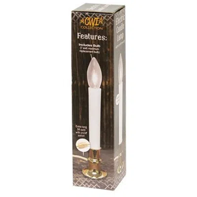 Homegifo White Electric Candle Lamp On Brass Base 7"
