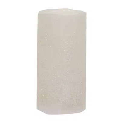 Homegifo White Frosty Timer Pillar 3" X 6" In Metallic